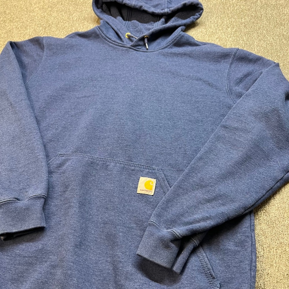 VTG Carhartt Loose Midweight Blue Heather Hoodie Sweatshirt Mens Medium TS0288 - Picture 2 of 10